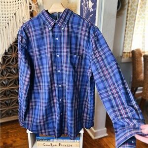 Chaps Blue and Red Plaid Button Down Long Sleeve Shirt